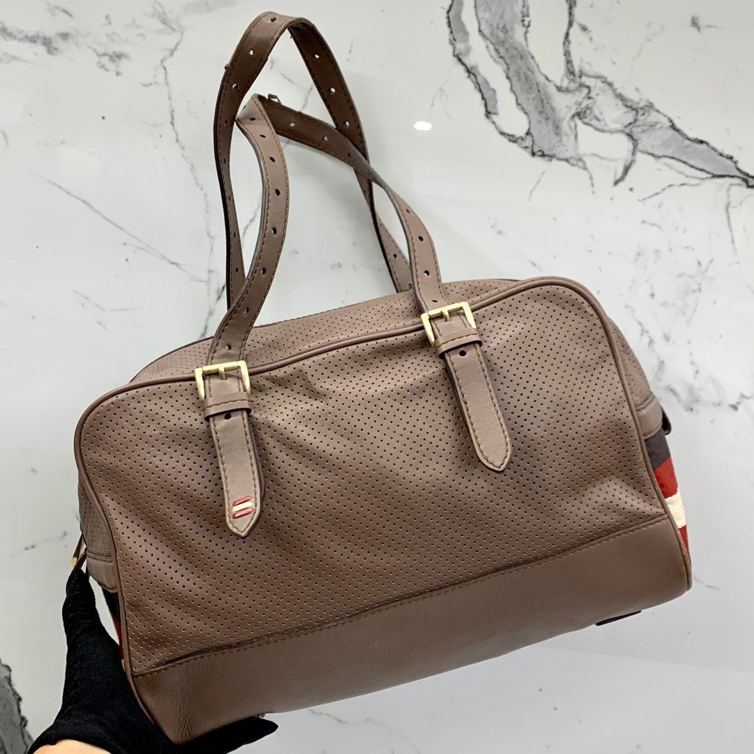 BALLY BROWN LEATHER SHOULDER BAG 227022424