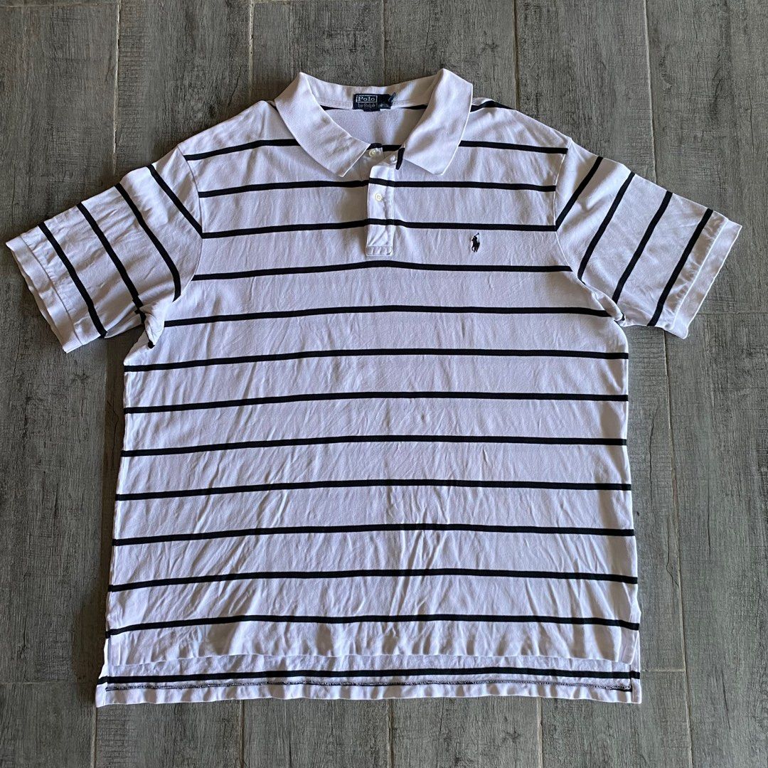 Big Size Ralph Lauren Stripe polo shirt White black basic logo, Men's  Fashion, Tops & Sets, Tshirts & Polo Shirts on Carousell