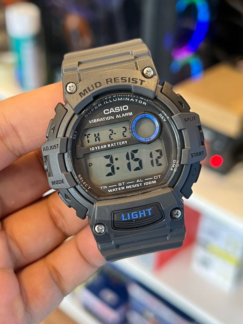 CASIO Mud Resist Vibration Alarm Digital Gray Resin Band Strap Men s Watch TRT 110H 8AV