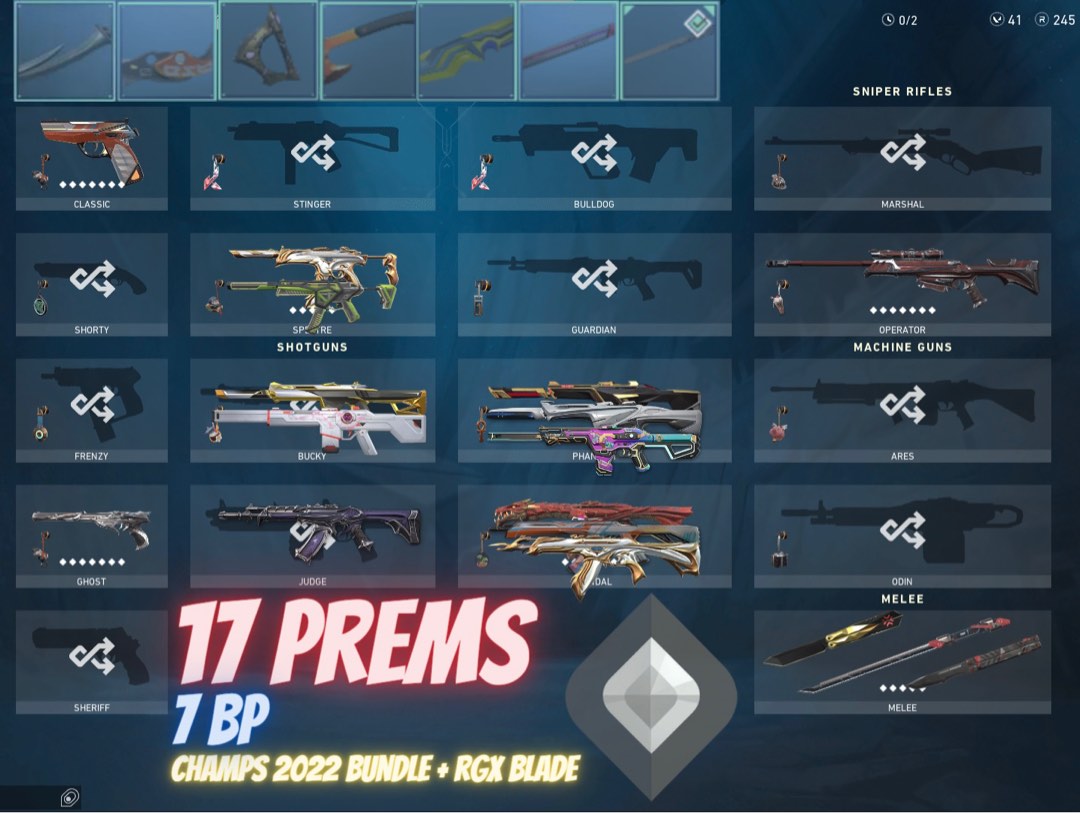 CHAMPS 2022 BUNDLE + RGX BLADE 17 PREMIUMS CHEAP VALORANT ACCOUNT
