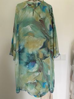 Chiffon Baju Kurung with Sulam Biku & Beading