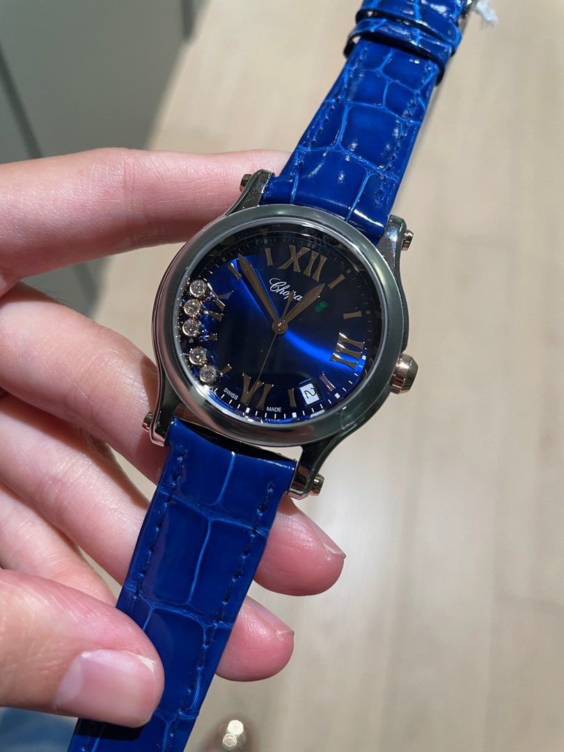 Chopard happy sport blue 蕭邦快樂鑽石藍色錶盤278582-6012, 女裝 