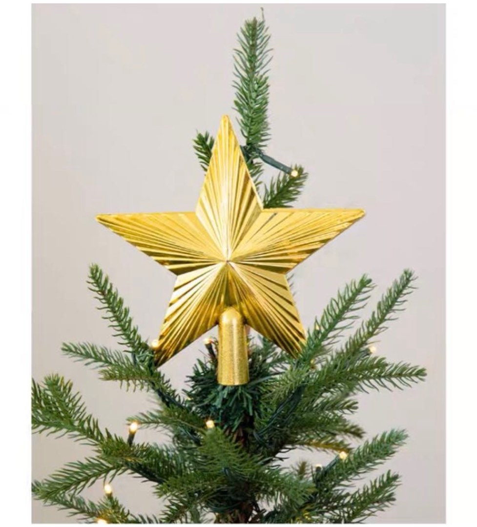 Christmas Tree Golden Star Topper, Furniture & Home Living, Home Decor
