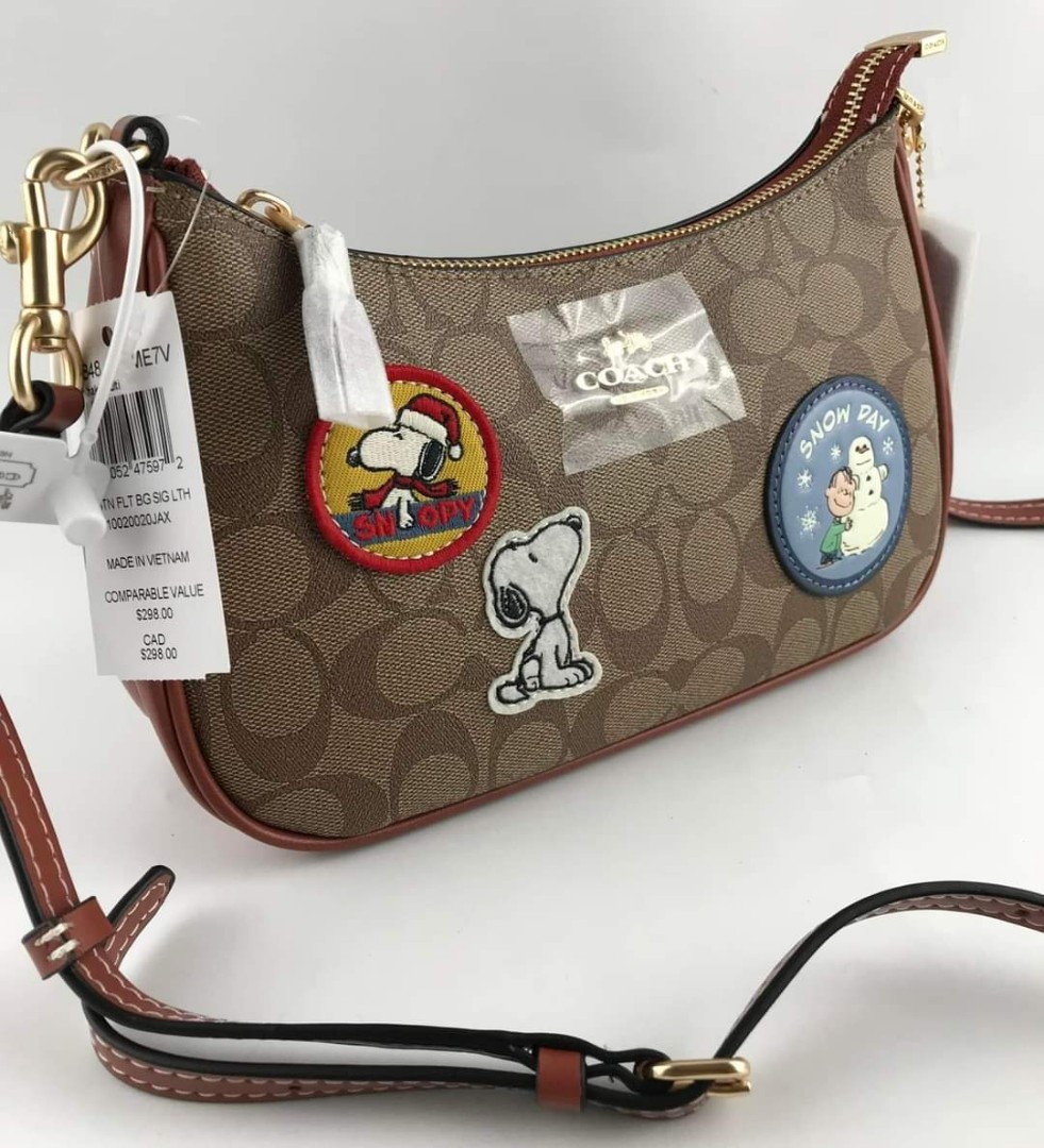 Coach X Peanuts Teri Shoulder Bag In Signature Canvas With Patches, COACH  OUTLET
