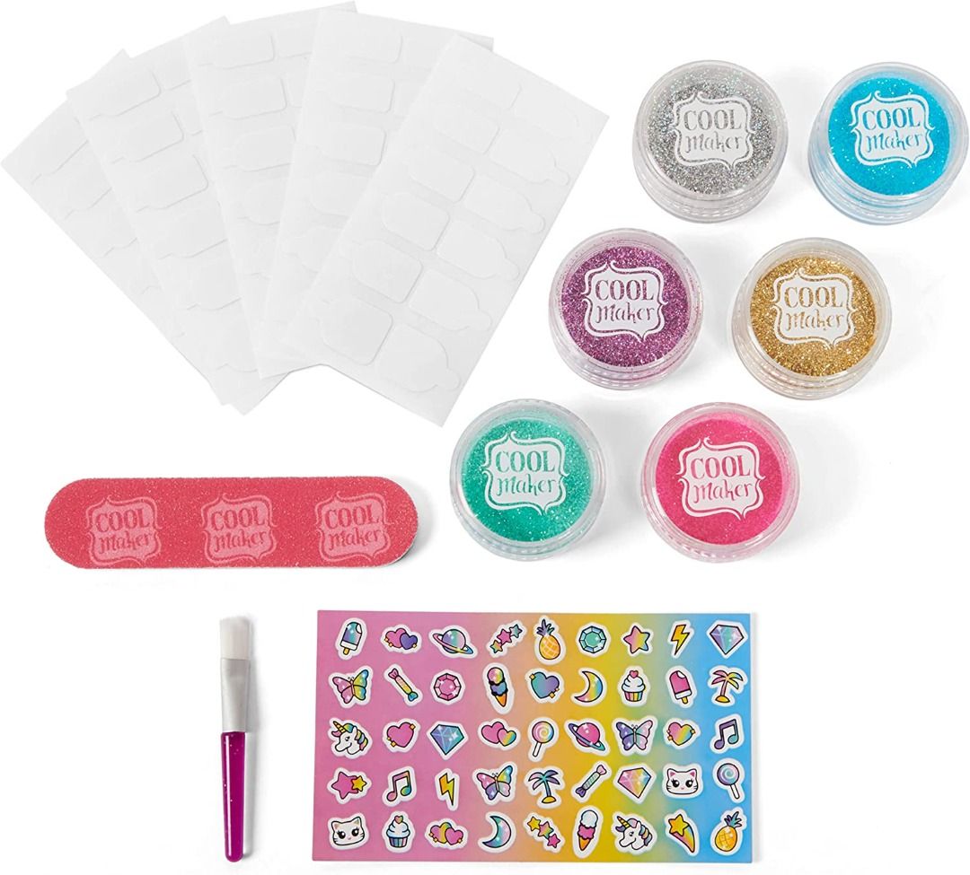 Cool Maker GO GLAM Glitter Nails DIY Activity Kit (Category: Hands & Nails) located in Quezon City. Submitted by bluebellaonlineshop (Listing ID 1200493395, Image 2). Description: ● Recommended for ages 8 and up ● DESIGN 5 GLITTER MANICURES: This nail kit has everything you need to create 5 glittery manicures, including 6 colors of glitter, nail art decals and a nail file. Mix and match glitter to express your style! ● NO NAIL POLISH NEEDED: Appl