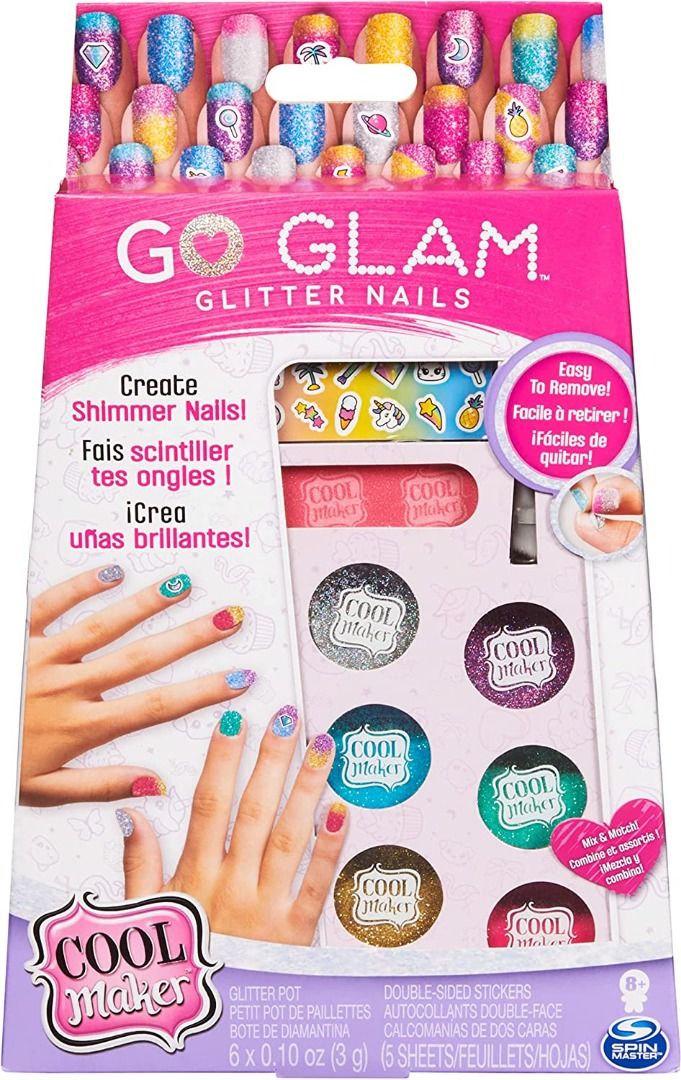 Cool Maker GO GLAM Glitter Nails DIY Activity Kit (Category: Hands & Nails) located in Quezon City. Submitted by bluebellaonlineshop (Listing ID 1200493395, Image 1). Description: ● Recommended for ages 8 and up ● DESIGN 5 GLITTER MANICURES: This nail kit has everything you need to create 5 glittery manicures, including 6 colors of glitter, nail art decals and a nail file. Mix and match glitter to express your style! ● NO NAIL POLISH NEEDED: Appl