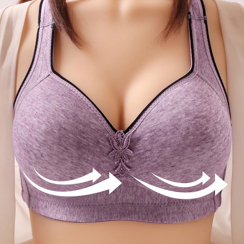 Large size pure cotton bra for fat women, no support, no steel rings,  push-up thin