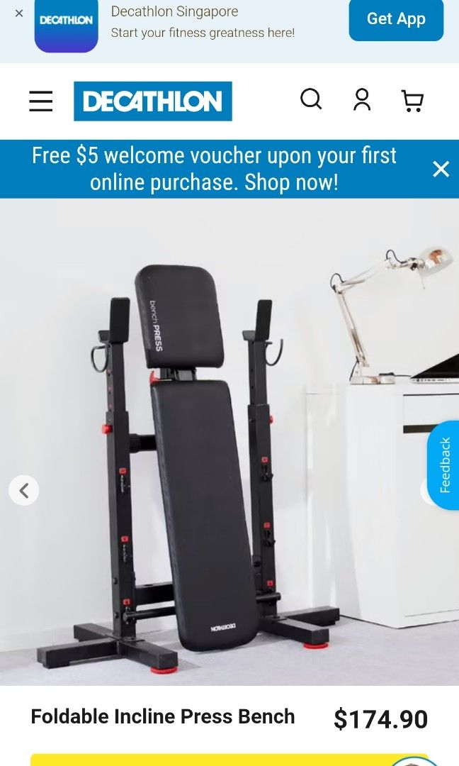 Decathlon foldable incline press bench