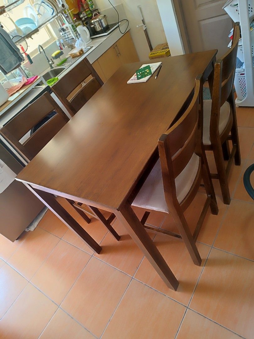 Dining Table Set Malaysian Wood 4 seater, Furniture & Home Living