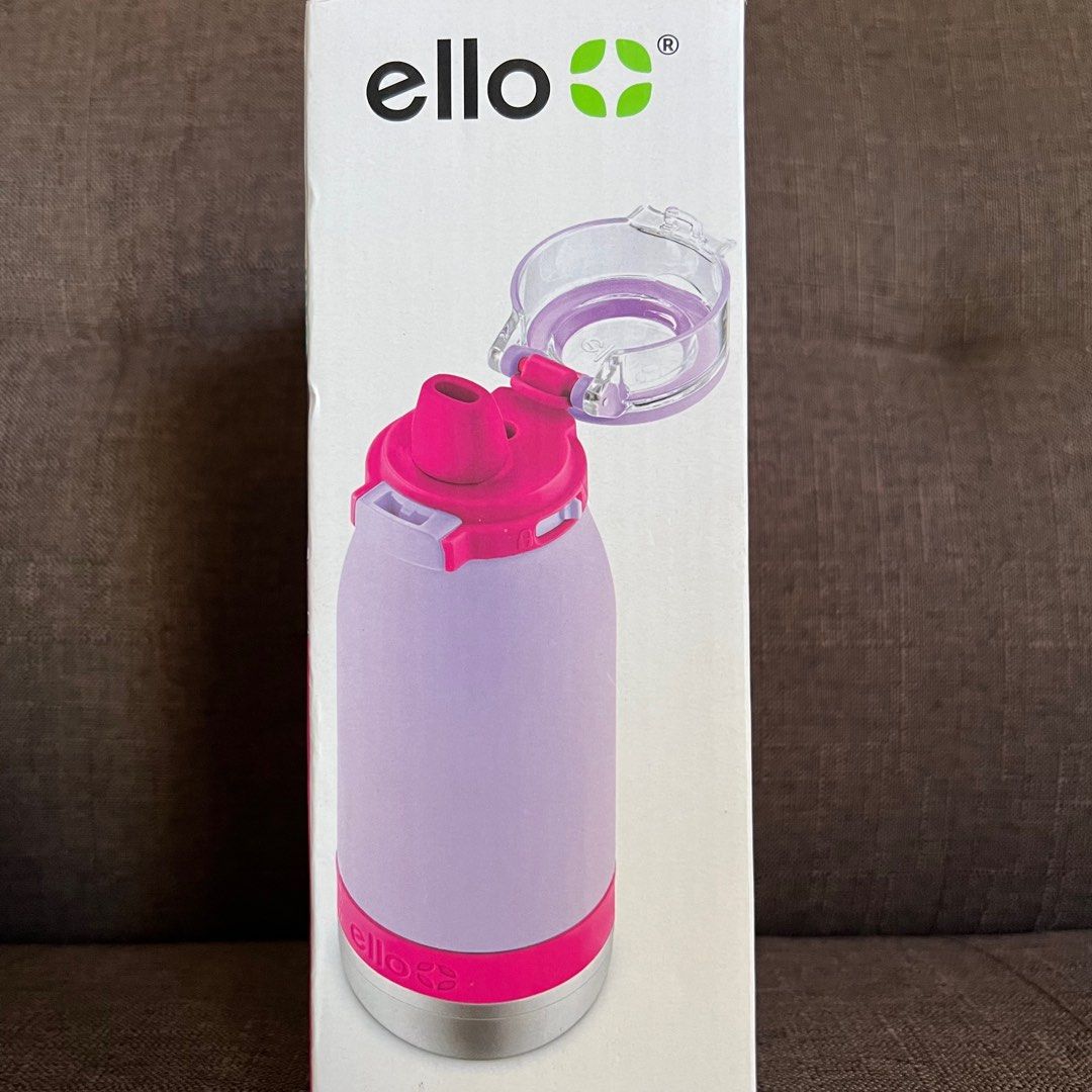 Ello Emma Vacuum Insulated Stainless Steel Kids Water Bottle 14oz (Purple)