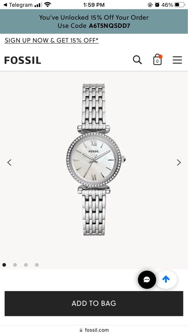 Fossil 15 off code best sale