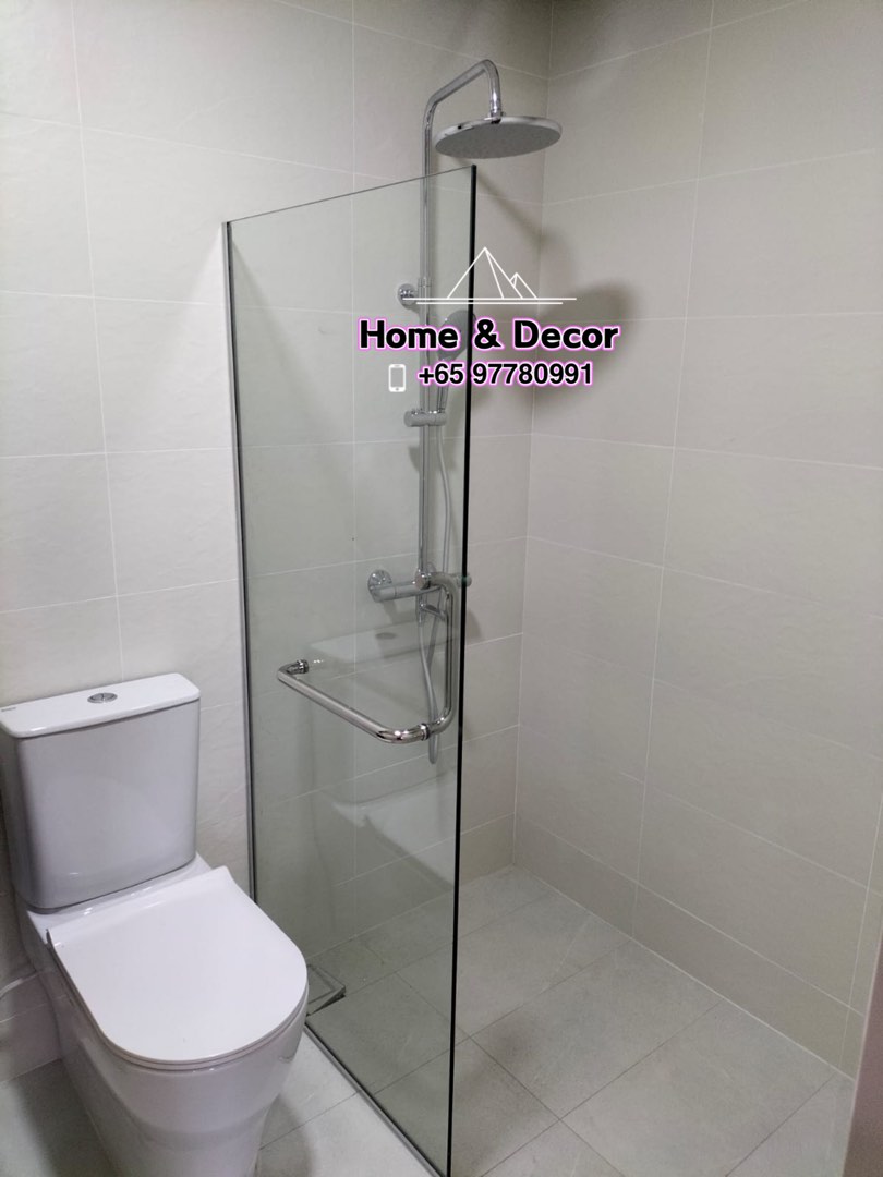 Frameless Shower Fix Panel with L Handle, Home Services, Renovations