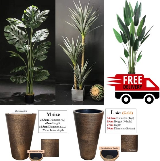 [FREE DELIVERY] Tall Artificial Plant with Pot Palm Yucca Sisalana