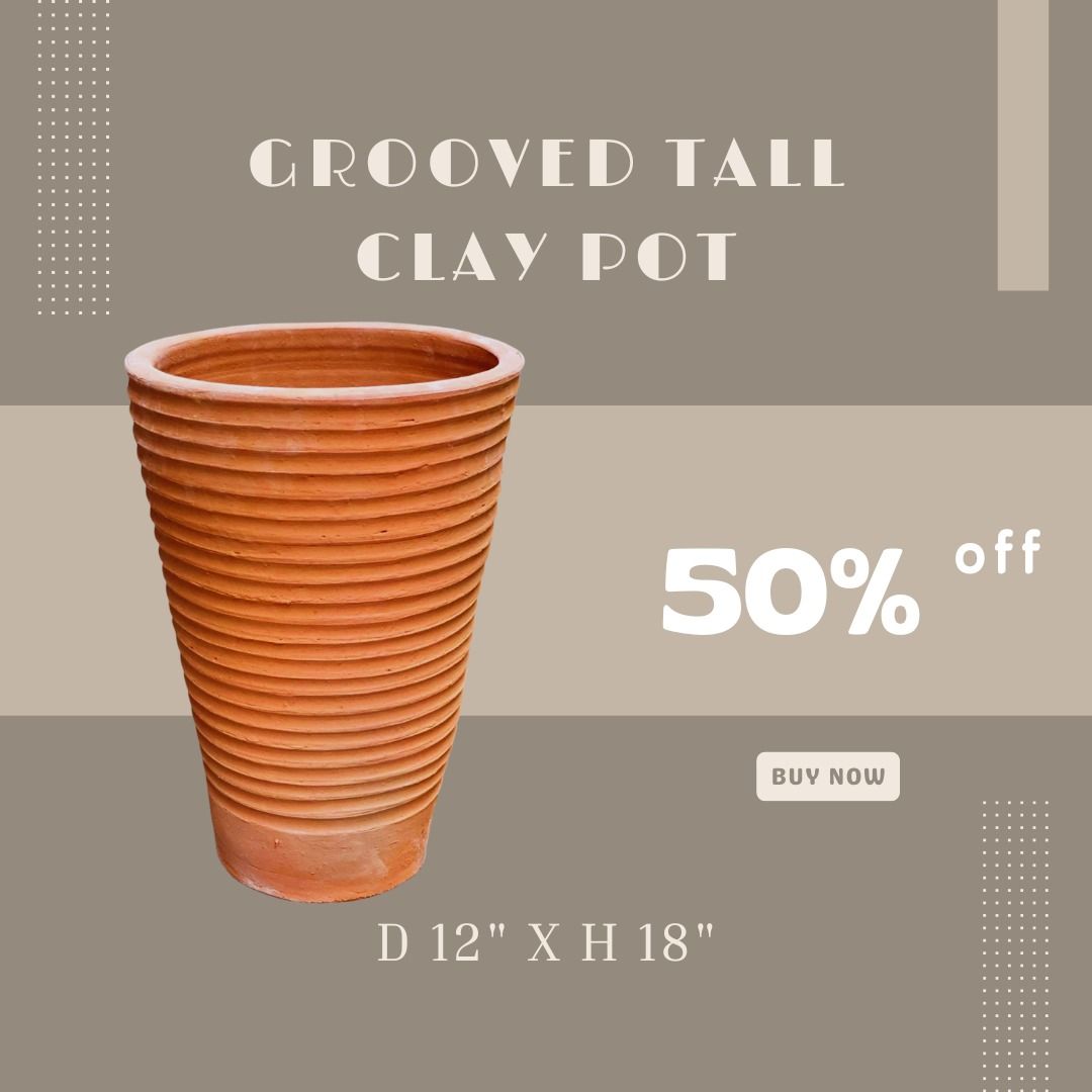 Grooved Clay Pot Sale, Furniture & Home Living, Gardening, Pots