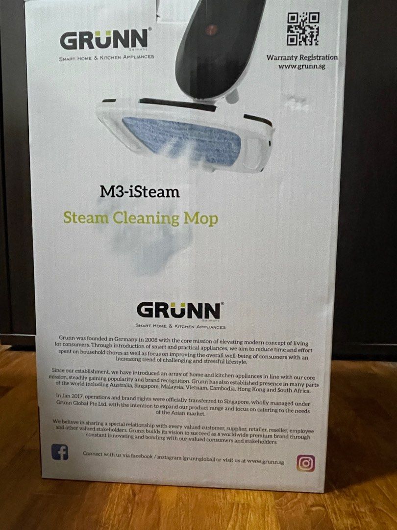 Grunn M3iSteam Steam Cleaning Mop, TV & Home Appliances, Vacuum