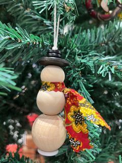 Handmade Wood Snowman Ornament