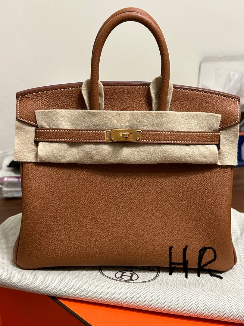 Birkin 25 Gold Togo Phw M stamp, Luxury, Bags & Wallets on Carousell