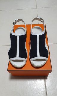 Hermès Black and White Covered Sandals