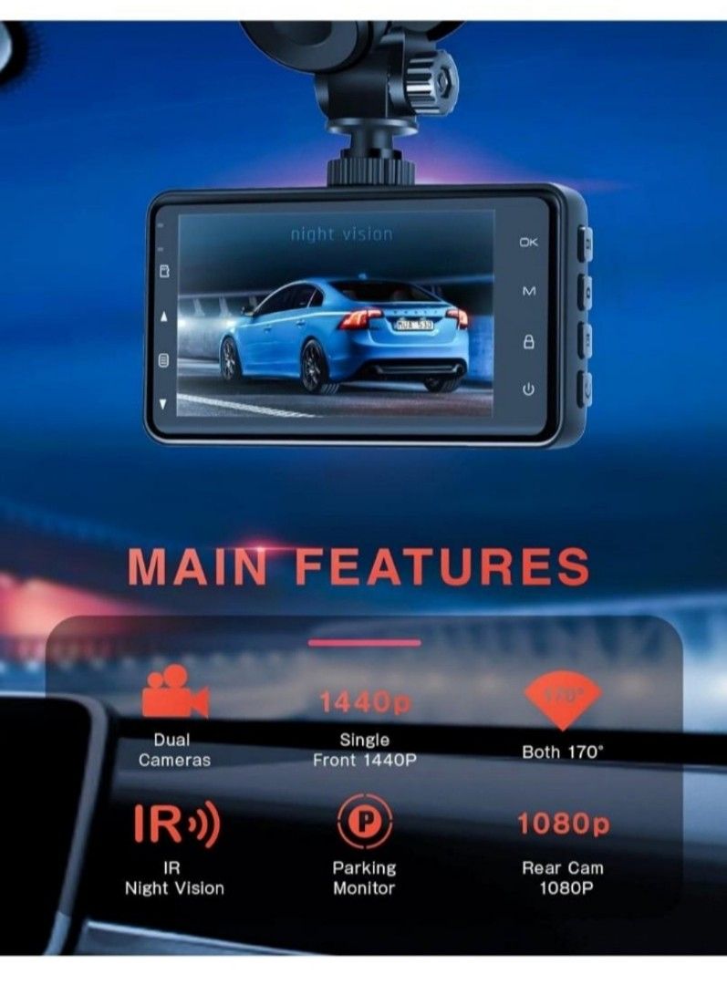 iiwey T10 Dual Dash Cam Front and Inside 1080P Car Dash Camera with 4