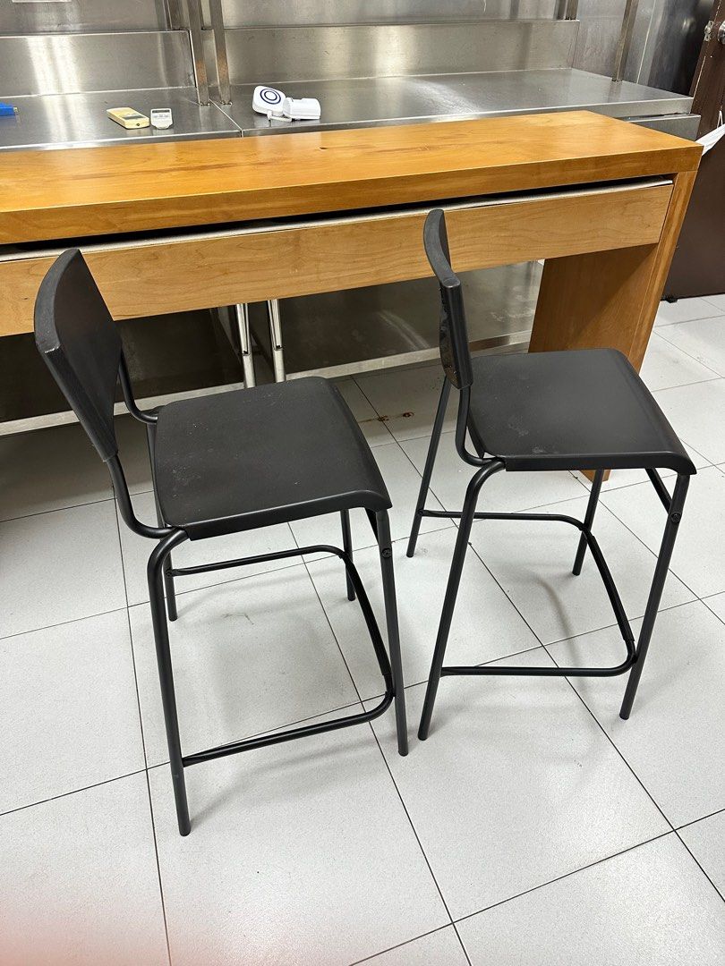 IKEA Black Bar Stools, Furniture & Home Living, Furniture, Chairs on