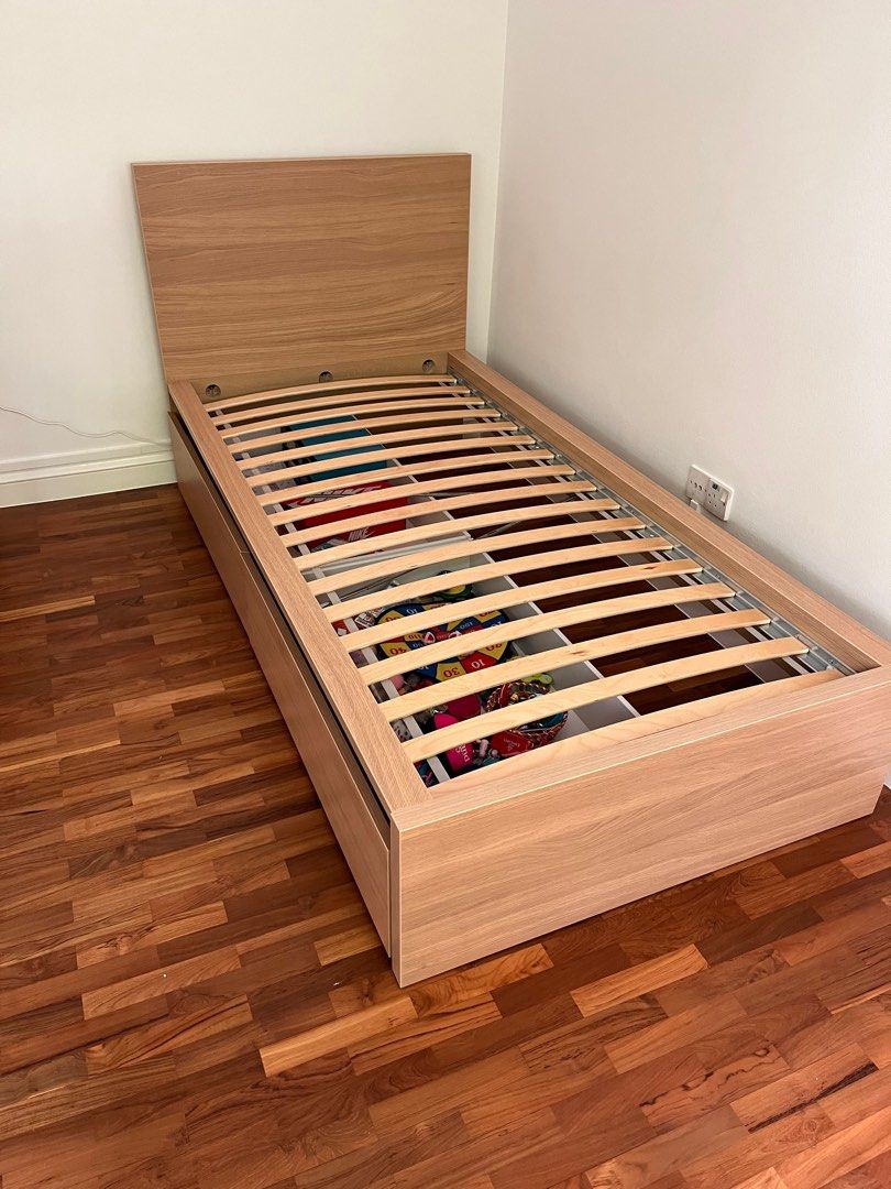 IKEA Malm single bed frame & storage, Furniture & Home Living