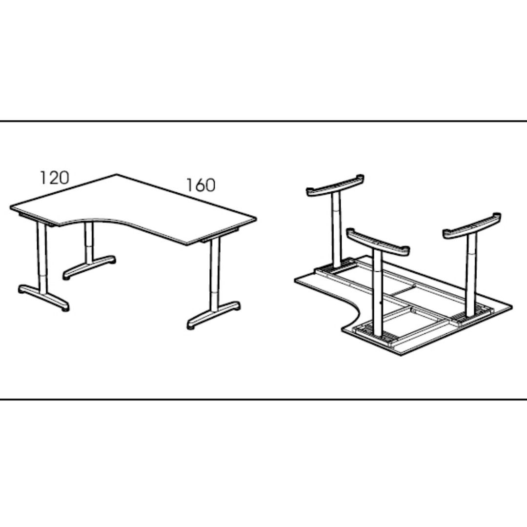 Ikea White Galant Corner Desk with computer holder, cable tray and 3