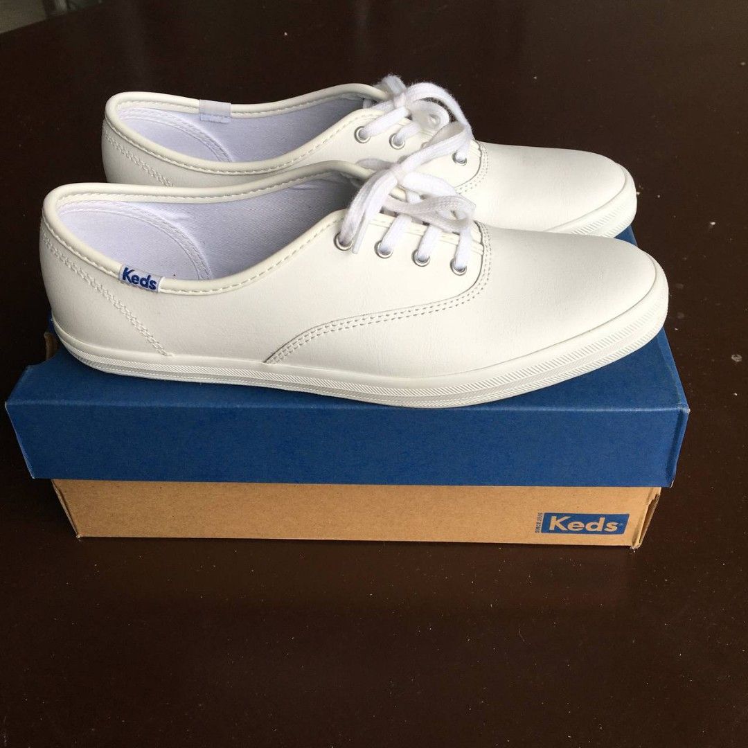 Keds champion leather oxford online white