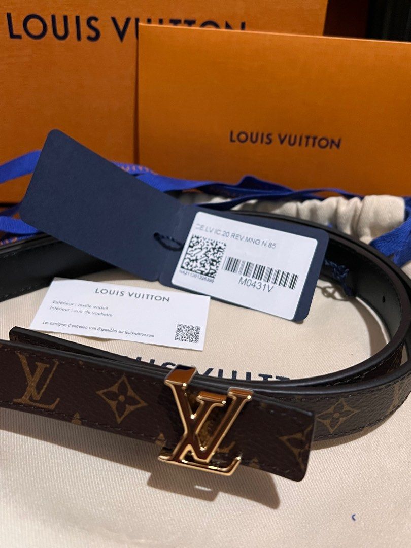 Louis Vuitton LV iconic 20mm reversible belt in monogram and black with mod  shots 