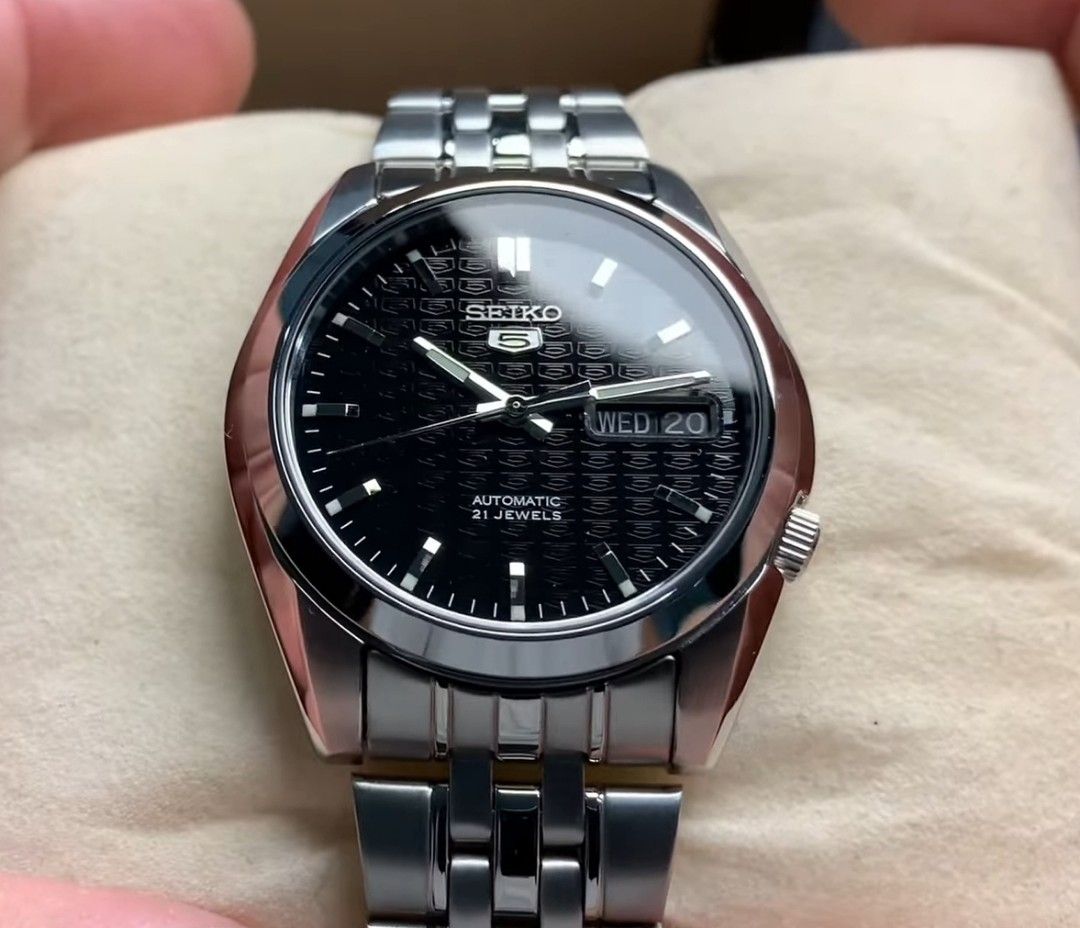 Lowest Price Seiko 5 SNK361 Men s Unisex Automatic Black Textured Dial Stainless Steel Watch snk361 snk361k snk361k1 Birthday gift birthday seiko