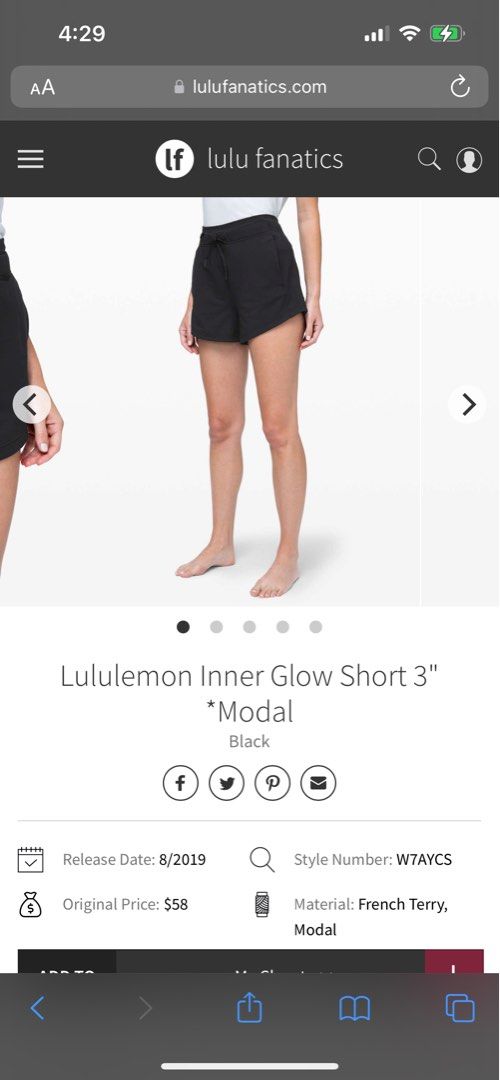 Lululemon Inner Glow Short 3 *Modal - Black - lulu fanatics