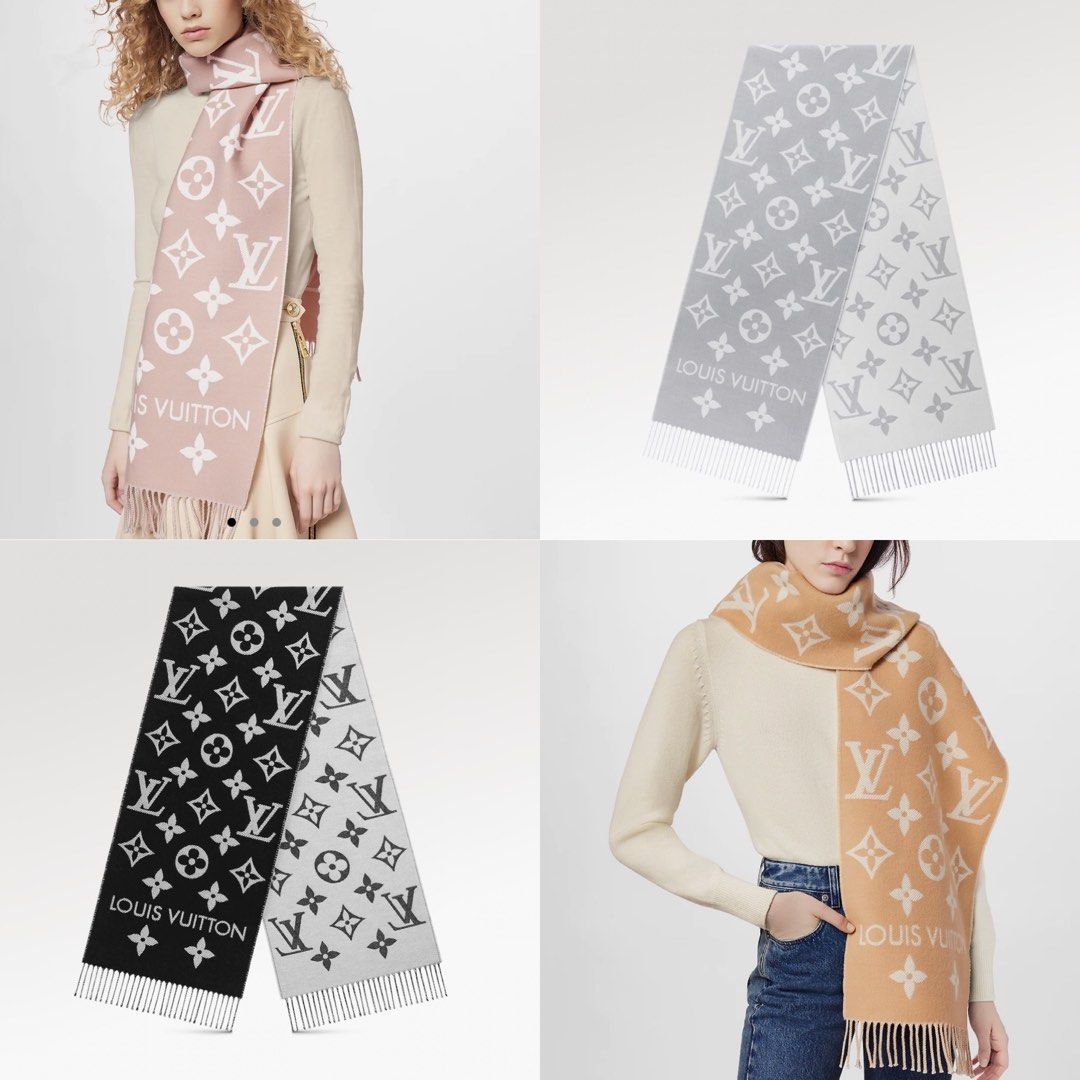 Mackayrubber Louis Vuitton Logomania Scarf Pearl Grey LOUIS