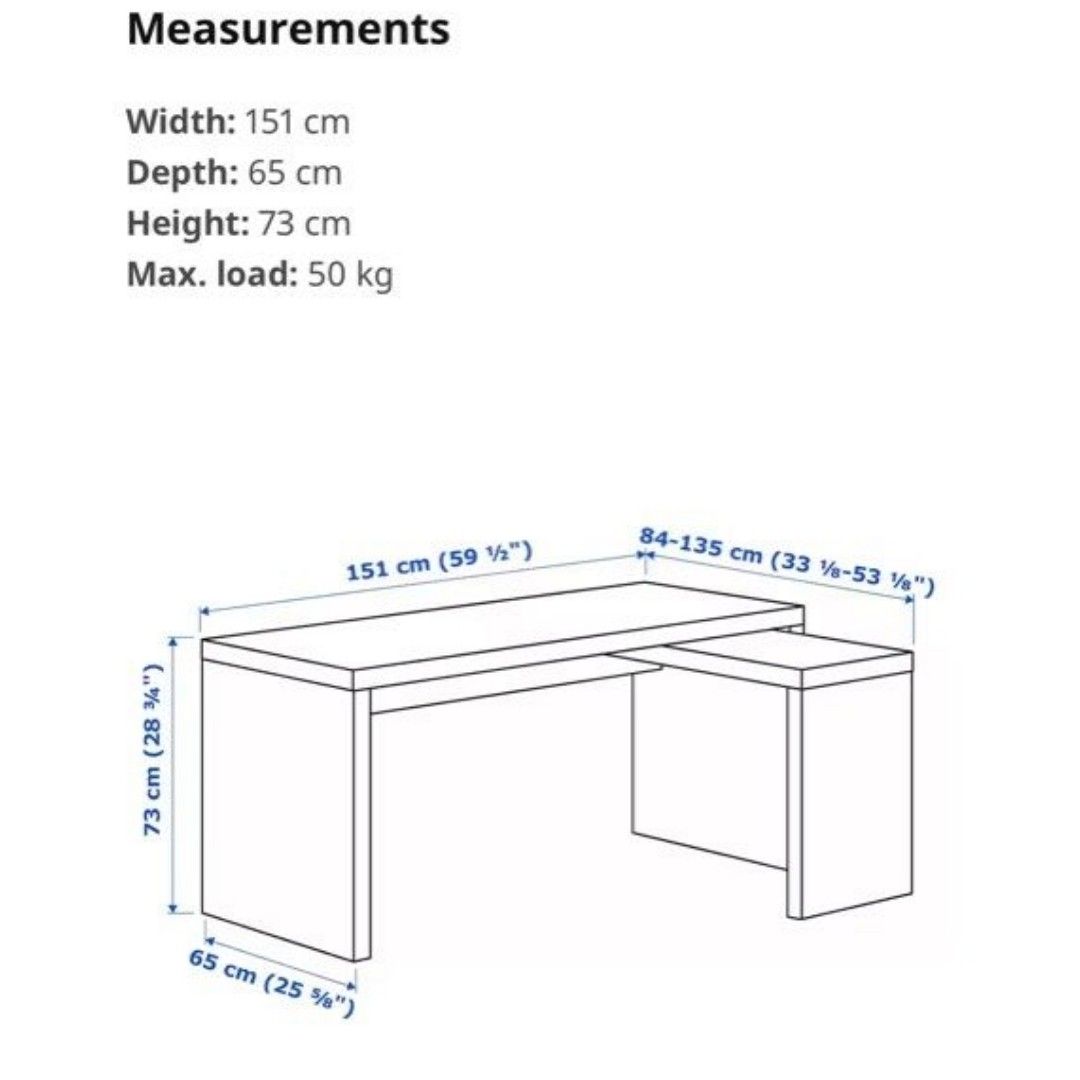 Ikea Malm desk with pull out panel, Furniture & Home Living, Furniture