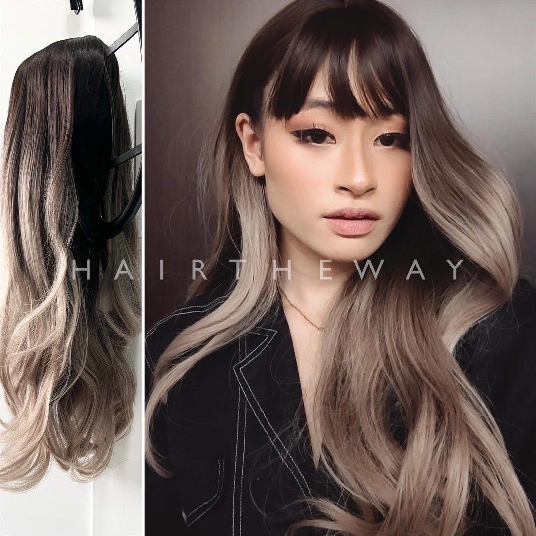 Mika | Brown Ash Blonde Balayage Natural Long Hair Wig With Loose Curls  Perm And Bangs Fringe, Beauty & Personal Care, Hair On Carousell