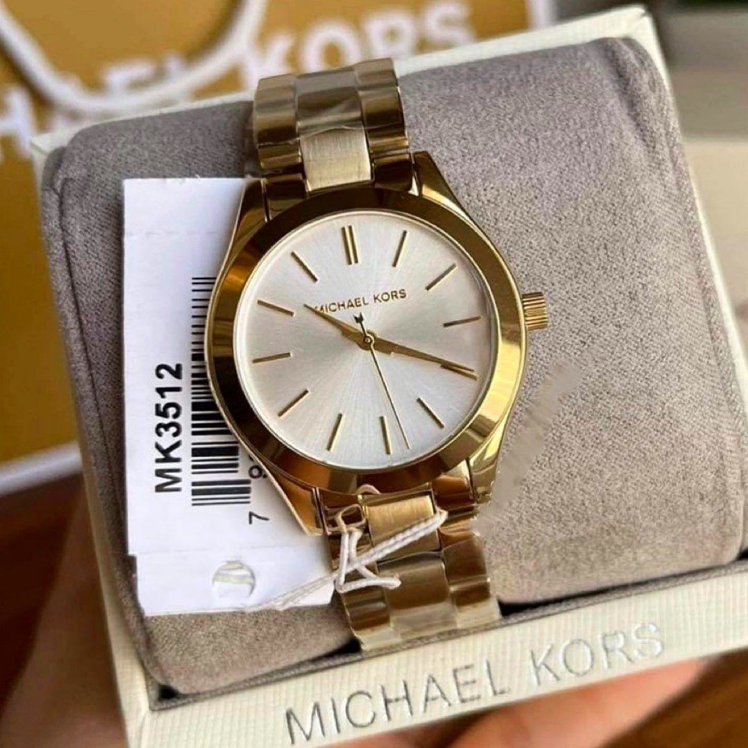 MK SLIM RUNWAY GOLD WHITE DIAL AUTHENTIC WATCH