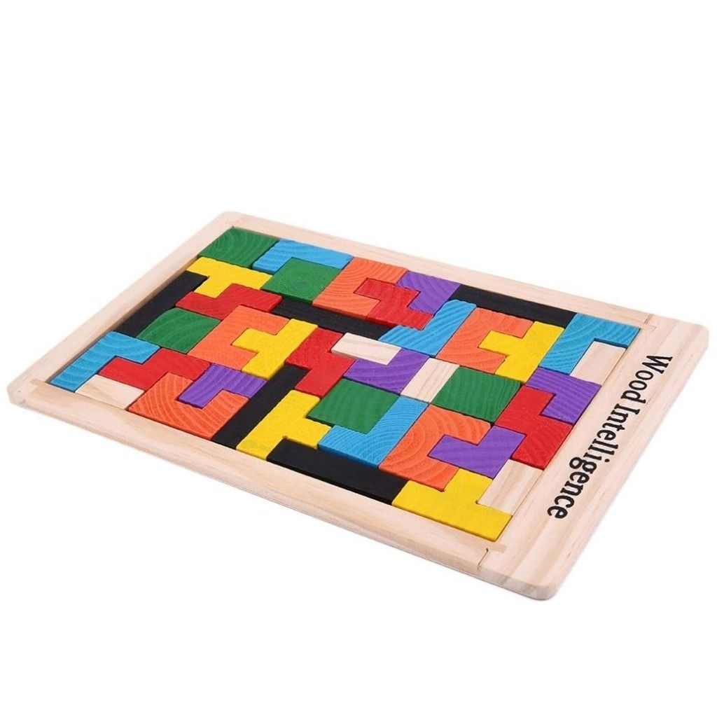 Montessori Wooden Blocks Children Wood Intelligence Russian Block Tangram  Brain Teaser Puzzle Toys Tetris Game, Hobbies & Toys, Toys & Games on  Carousell