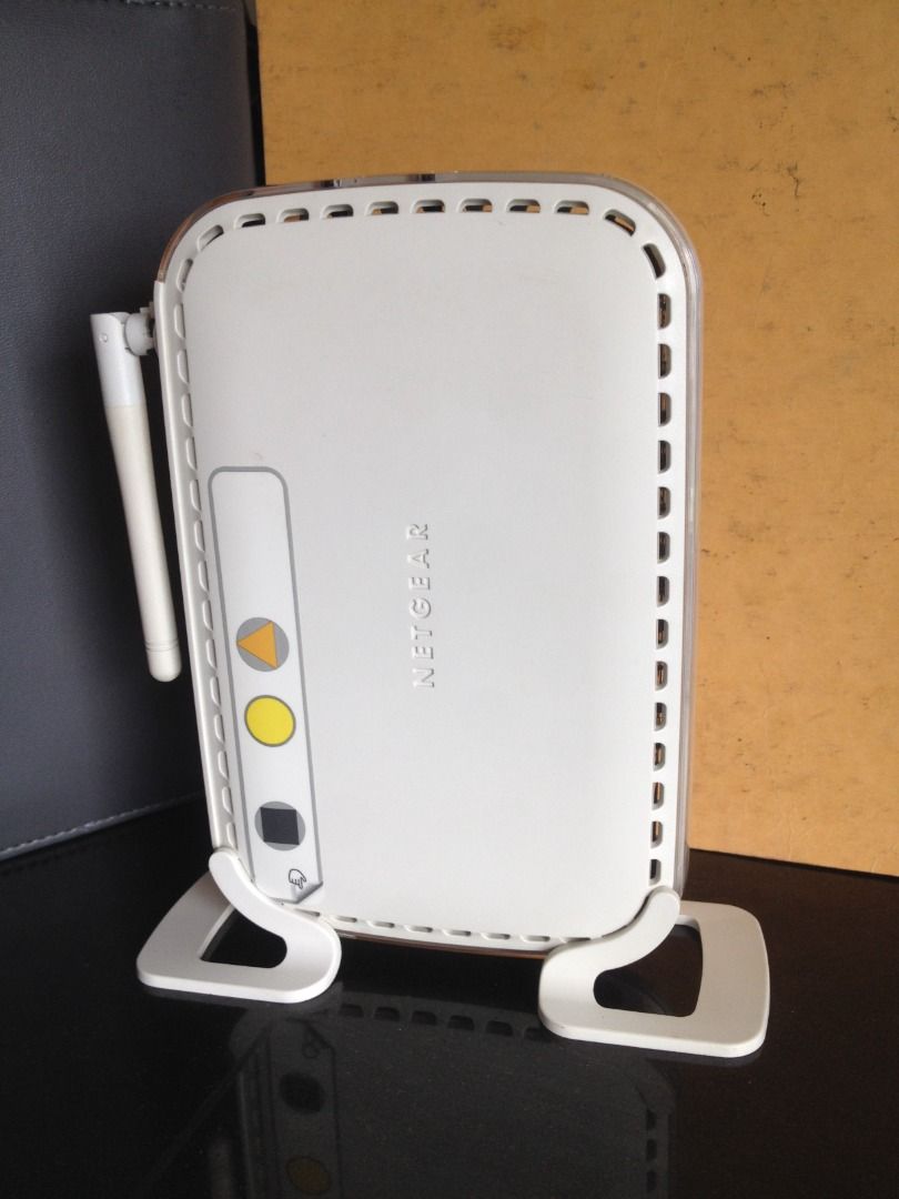 Netgear Wireless Router 110V from US (Category: Networking) located in Pasig City. Submitted by v-lounge (Listing ID 1200443344, Image 1). Description: Model WGR614v10 includes power adapter Classic Netgear wireless complete with feet and clean white color.