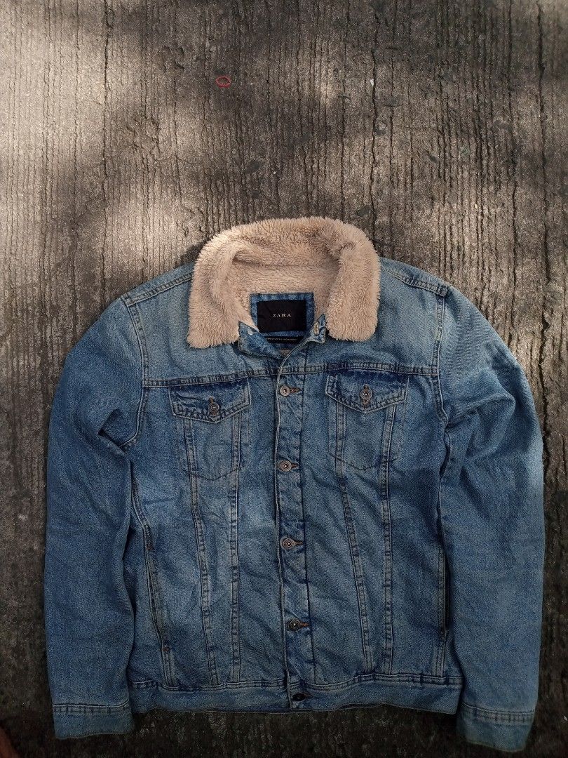 Zara fleece denim jacket clearance
