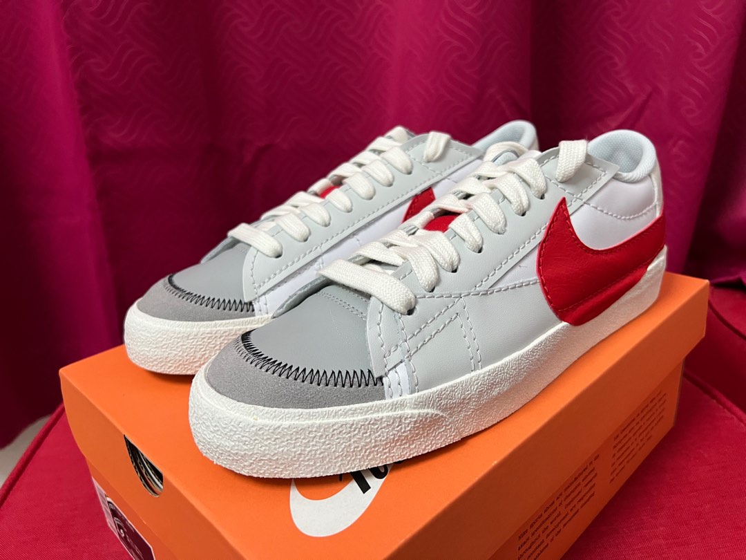 nike blazer low white red