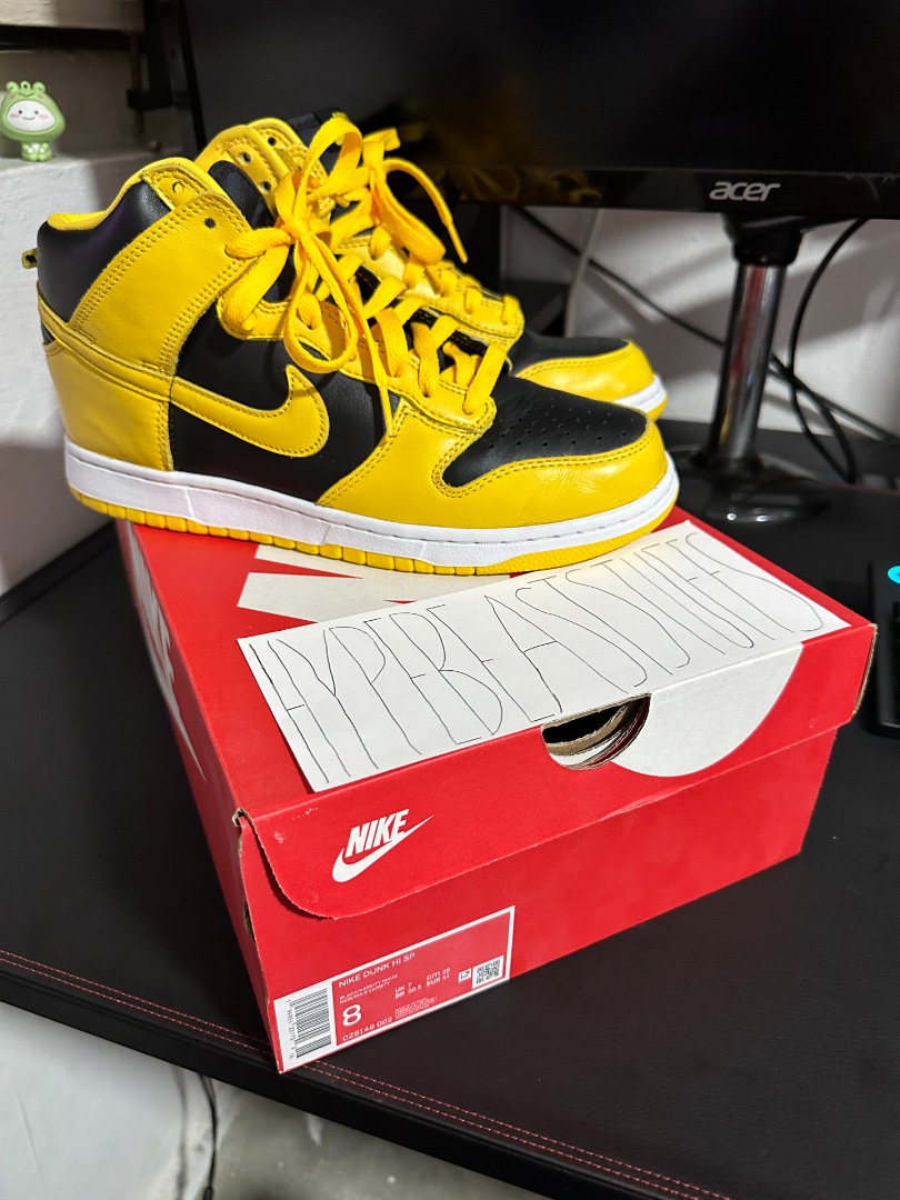 Nike Dunk High Black Varsity Maize IOWA Men s Fashion Footwear