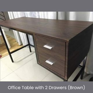 Office Table with 2 Drawers (Brown)