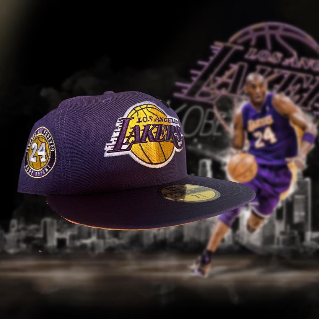 New Era 59FIFTY NBA Hat Los Angeles Lakers Kobe Bryant Legends Dark Purple Cap 7 1/8