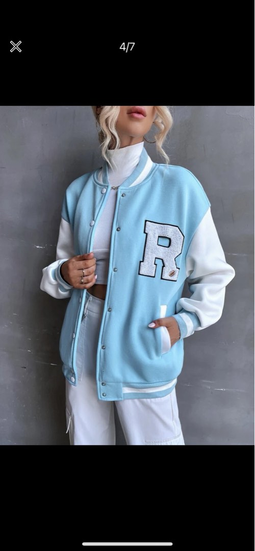 Oversized Varsity Bomber Jacket, Women's Fashion, Coats, Jackets and