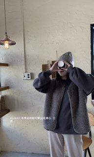 OWN歐恩 全新！ 可愛QQ毛 熊熊🐻背心 深咖灰