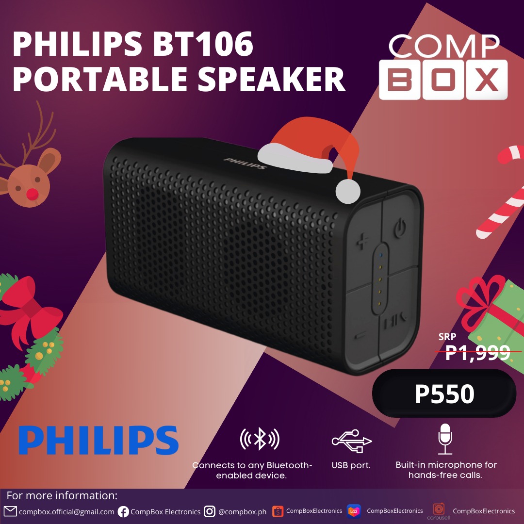 PHILIPS BT106 10m Wireless Range Bluetooth Speaker Audio