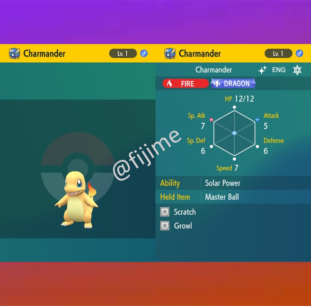 thumbnail interactive-video image 1 of Pokemon Scarlet/Violet – Shiny Charmander Lv.1 Timid 6IV W/ Ability Patch – Trade Ready 1 of 3