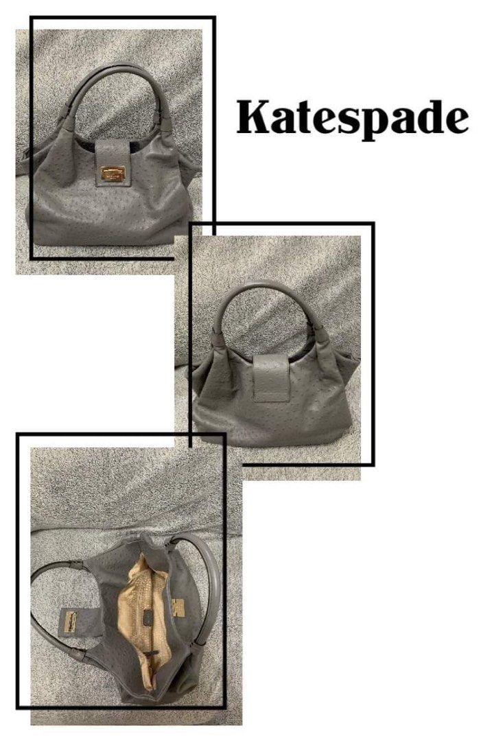 Pre-Love Kate Spade Shoulder Bag (Category: Luxury Bags & Wallets) located in Pasig City. Submitted by messykitchentv (Listing ID 1200409563, Image 1). Description: Pre-loved Kate Spade shoulder/kili-kili bag in Gray ostrich leather in Gold colored hardware. Selling as is without box or dustbag. Bought in the US last 2019, used just twice due to the pandemic. RFS - decluttering, selling low but price is still negotiable just dm me for your offers