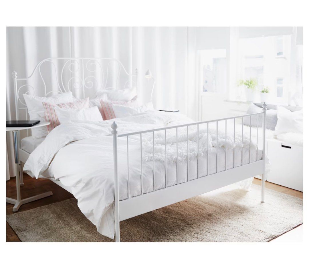 Preloved Ikea metal double bed frame Furniture Home Living