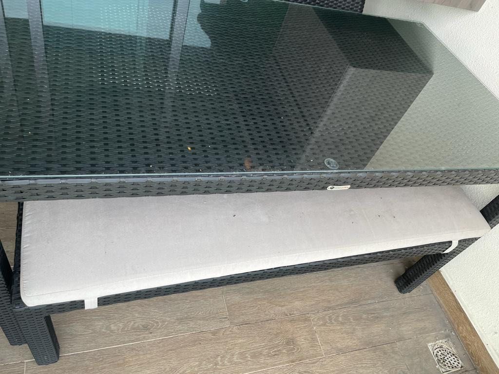 Rattan Outdoor Table, Bench and Chairs Set / Dining Table Set