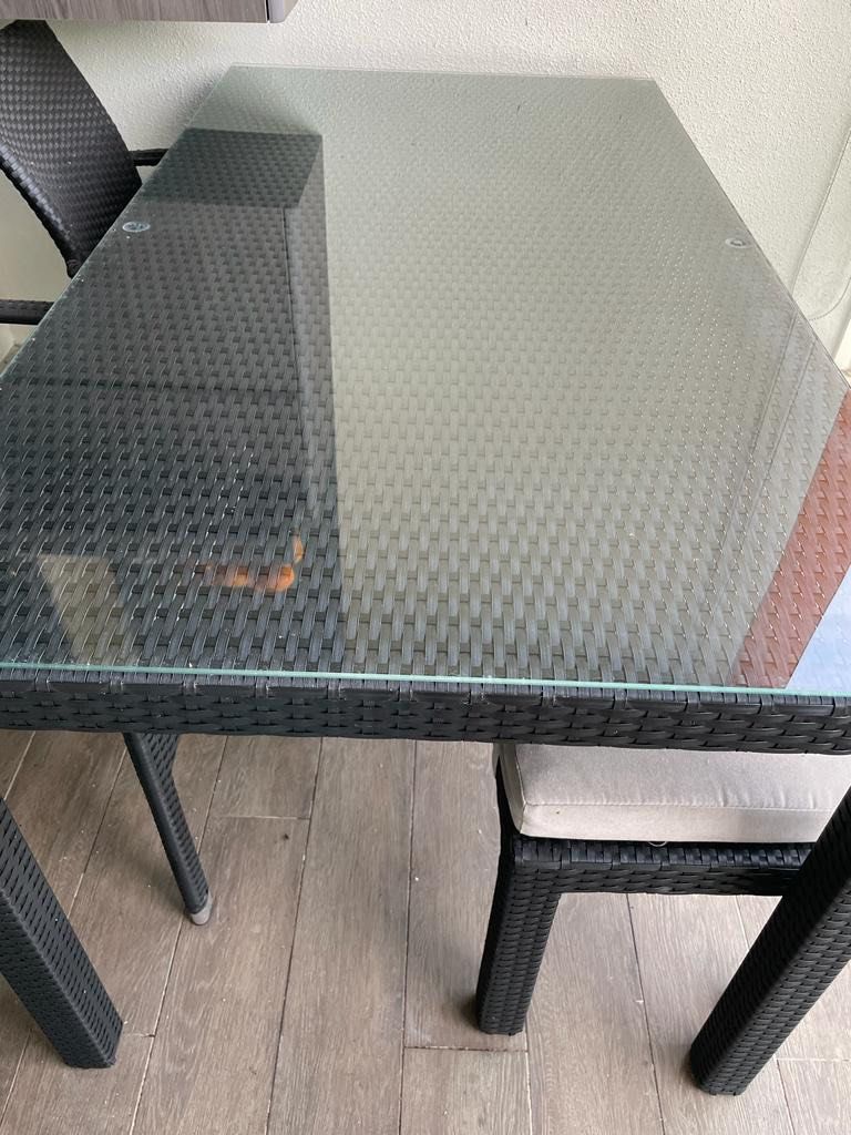 Rattan Outdoor Table, Bench and Chairs Set / Dining Table Set