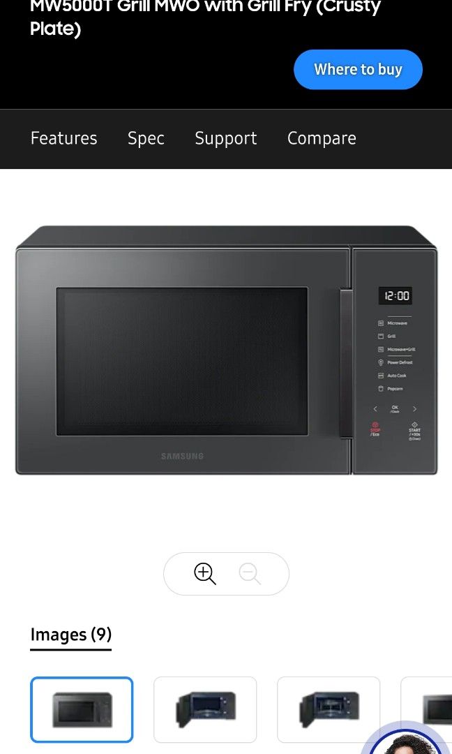 microwave oven samsung size